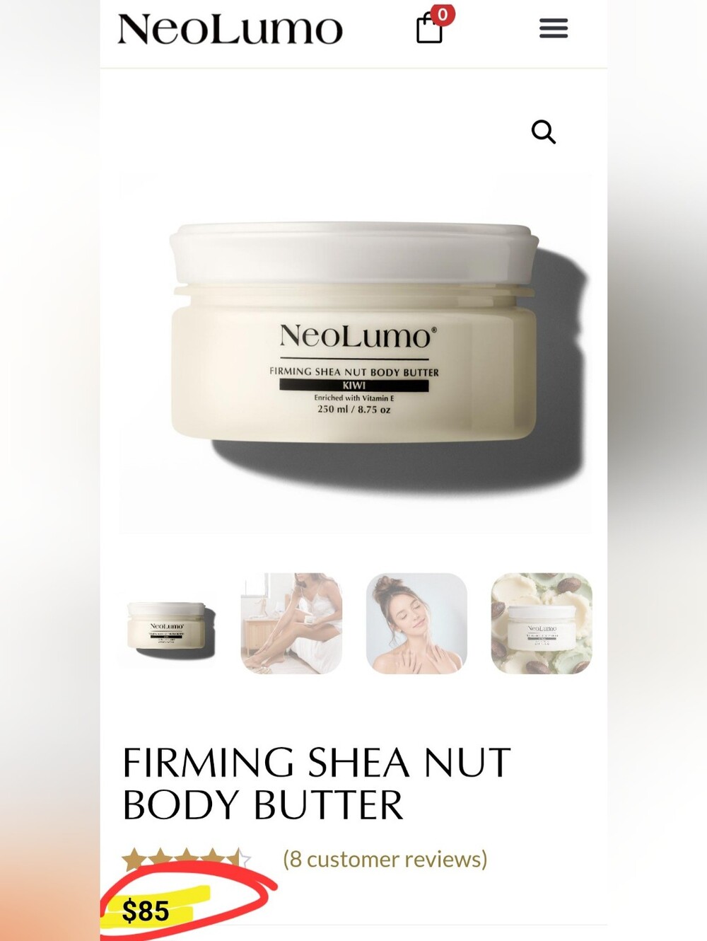 BRAND NEW Neolumo Firming Shea Nut Body Butter Ocean scent 250 ml / 8.75 oz